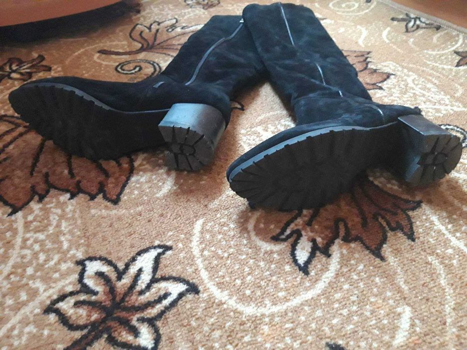 Чоботи ботфорти жіночі чорні замш натуральні демісезон 38 р.(24.5 см.)