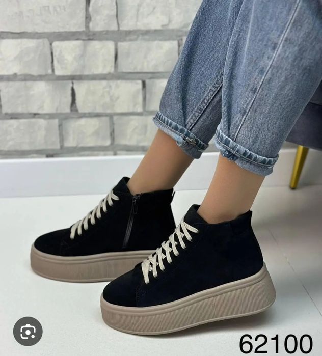 Замшеві  утеплені хайтопи кеди на платформі 37 р