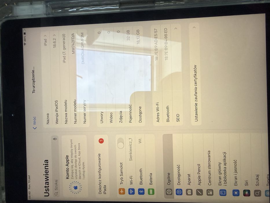 Ipad 7 gen 10.2  32 gb jak nowy