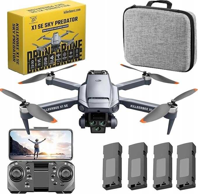 Dron Killerbee X1 z kamerą 720P, do 48 minut lotu + torba + 4x baterie