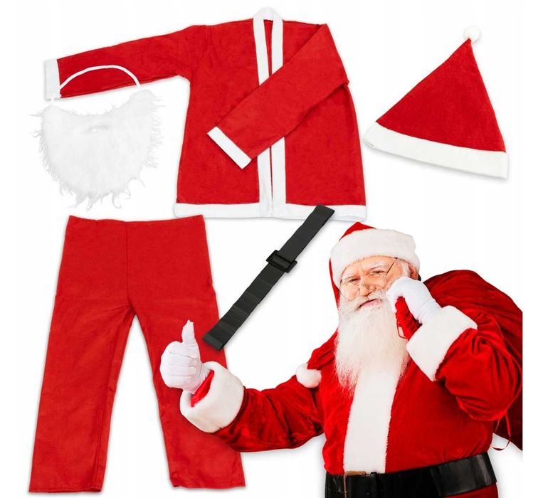 STRÓJ ŚWIĘTEGO MIKOŁAJA przebranie kostium materiałowy zestaw