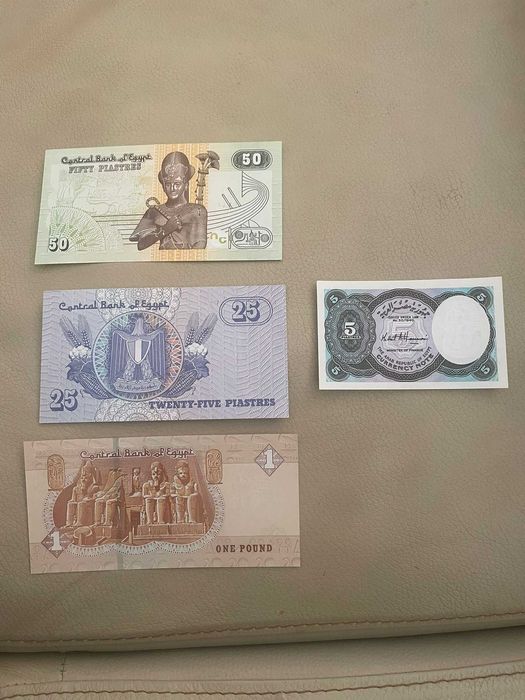 4 notas do Egito nao circuladas Piastres