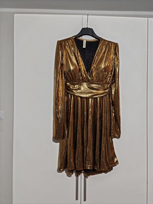 Sukienka złota m L uni wesele chrzciny komunia nowa