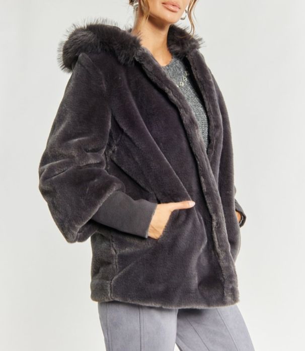 MONNARI kurtka zimowa futerko szara grafit XL 42/44