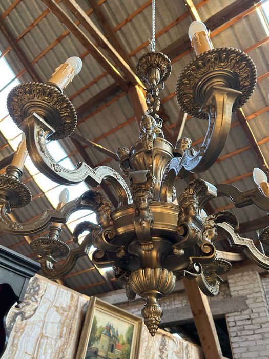 Duży żyrandol barokowy twarze niklowany srebrny #8005 Stylowy Węgrów