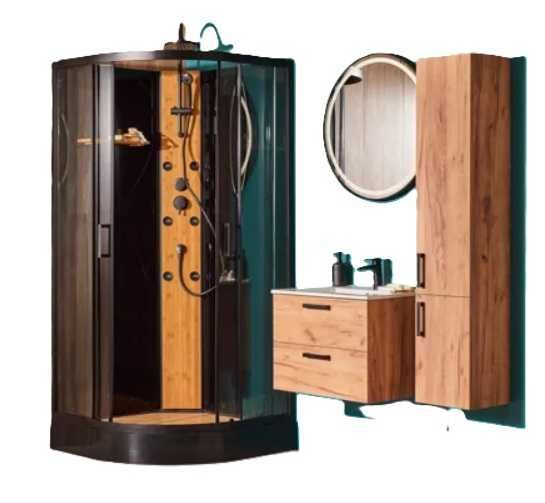 Nowa kabina prysznicowa z hydromasażem Bamboo 90 cm półokrągła