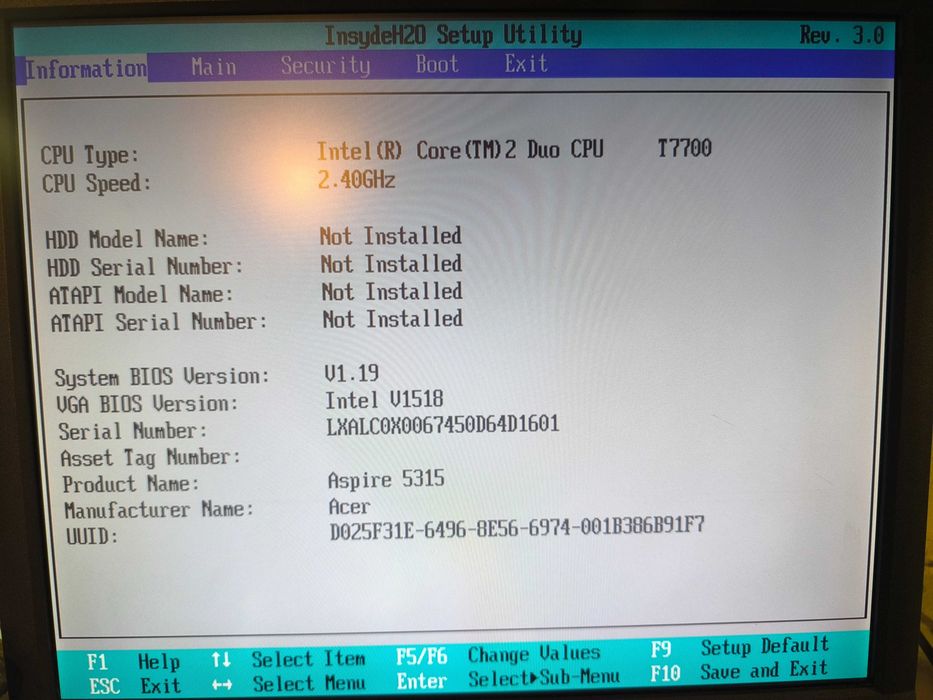 Laptop Acer Aspire 5315 z zasilaczem - na części