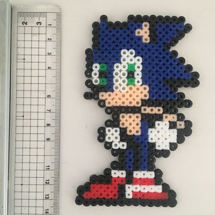Sonic e Tails - topo de bolo - decoração - hama beads