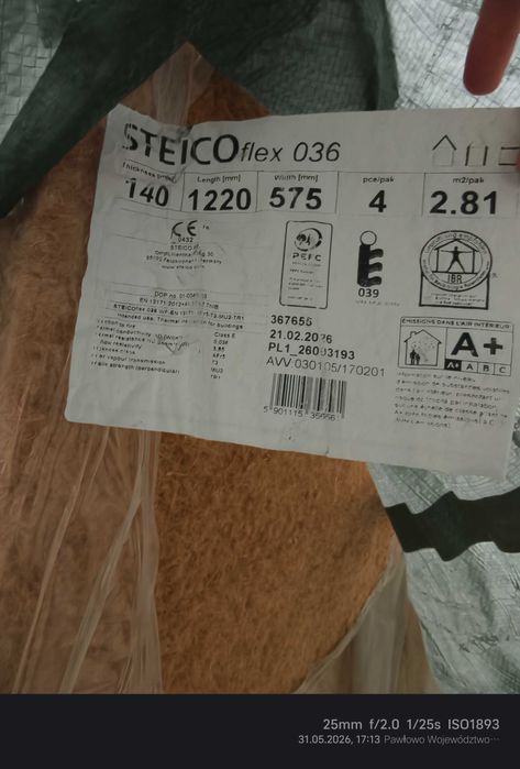 Pilnie sprzedam Wełna drzewna 14cm steico flex 36