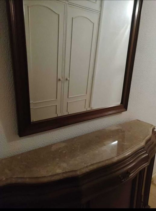 Aparador em madeira e mármore + Espelho