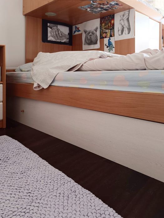 Beliche 3 camas armário estante mesa cabeceira