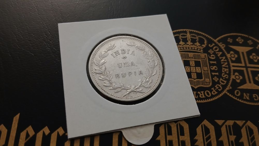 Moeda da Índia em prata 1 Rupia 1912 (data emendada)