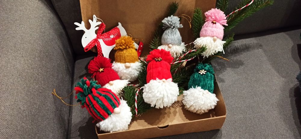Gnomy, skrzaty na choinkę handmade