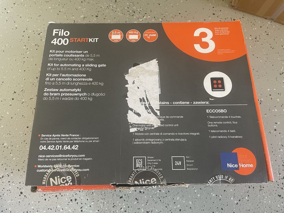 Nice filo 400 start kit napęd do bramy przesuwnej
