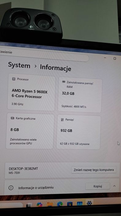 Gaming PC Ryzen 5 9600X | Radeon RX 9060 XT | 8GB 32GB DDR5 | 1TB SSD | Windows 11 | RATY Szczecin Ufogames