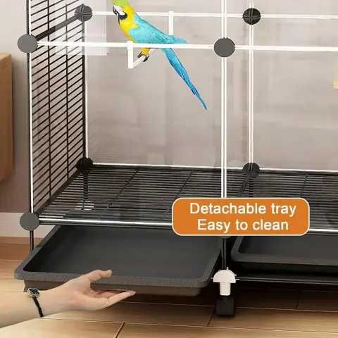 Металева клітка для птахів на колесах з аксесуарами 82х37х37см KP-82