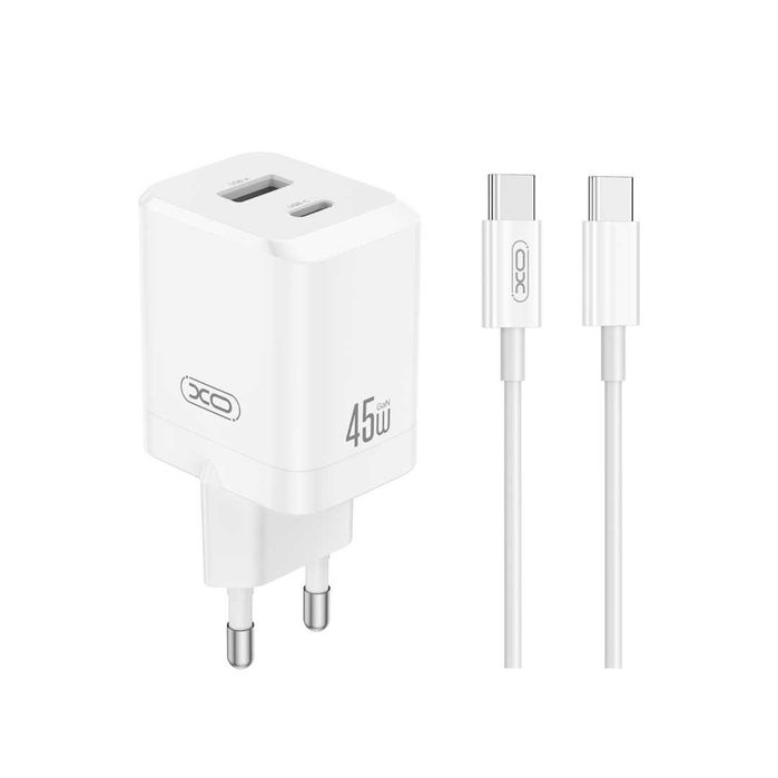 Ładowarka Sieciowa XO 45W! PD USB-C+Kabel USB-C Mocny Zestaw