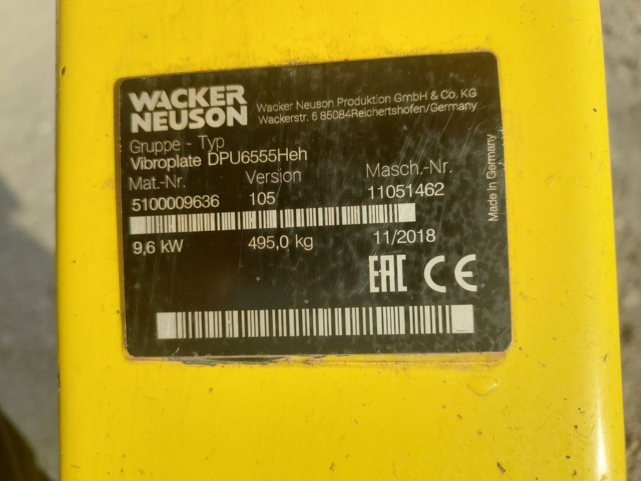 Zagęszczarka 500 kg Wacker DPU6555 listopad 2018 ubijarka