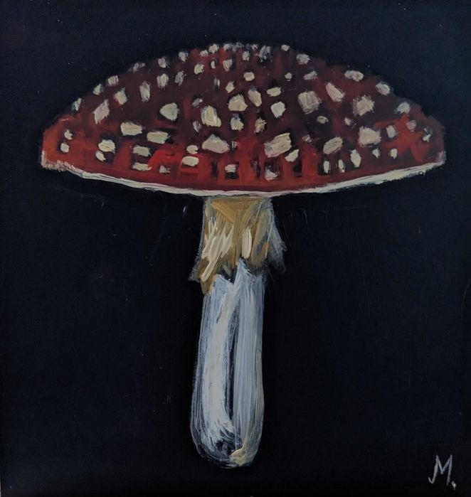 Obraz ręcznie malowany "Muchomor" las grzyby amanita muscaria