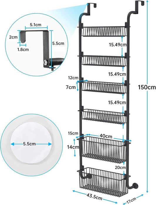 Organizador Suspenso de Porta com 6 Prateleiras