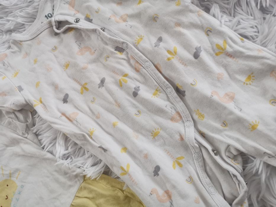 5.10.15, 2pak rampers zolty biały 80 kombinezon na lato