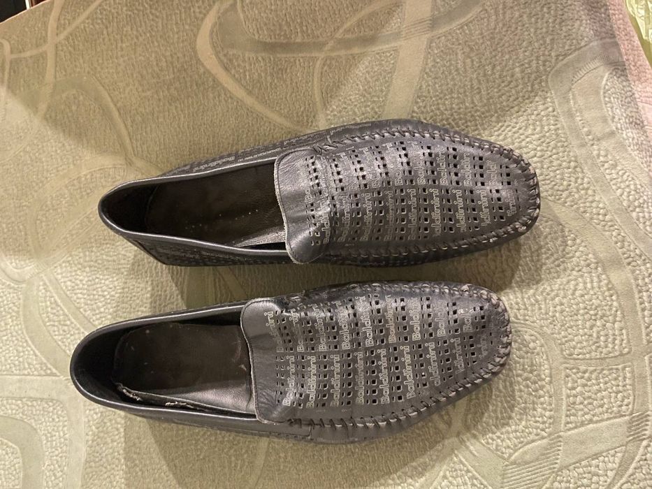 Чоловічі мокасини шкіряні темно-сині Baldinini