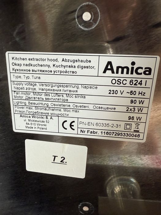 Okap Amica 60cm podszafkowy