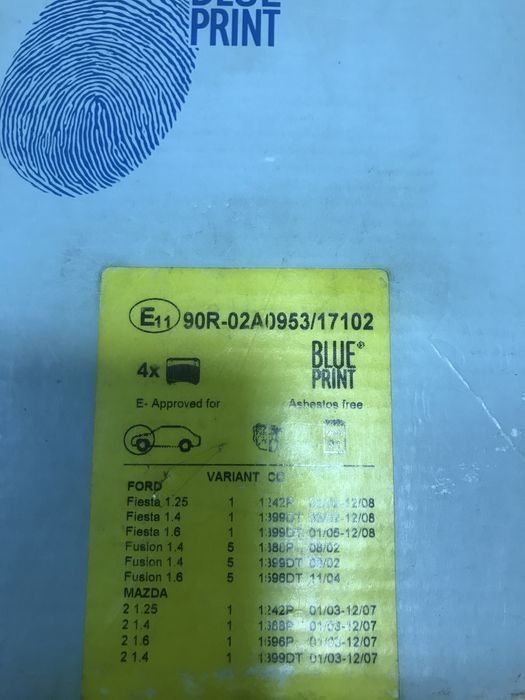 Колодки передние Blue Print ADM54281 для автомобилей Ford и Mazda