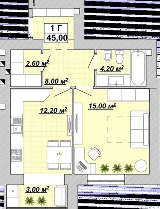 1-кімнатна квартира Княгинин, можна робити ремонт