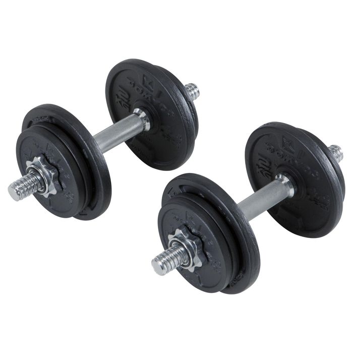 Conjunto halteres de musculação 20 kg com disco ferro fundido parte