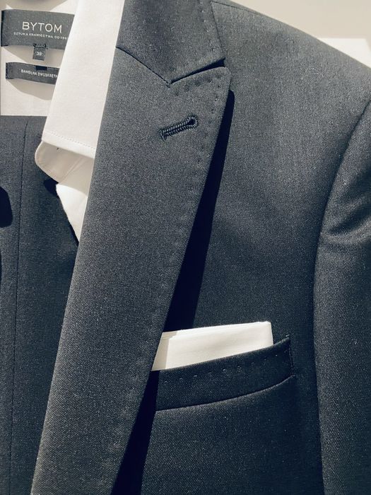 Nowy Garnitur BYTOM 170/92, spodnie 170/80, koszula 38 + poszetka