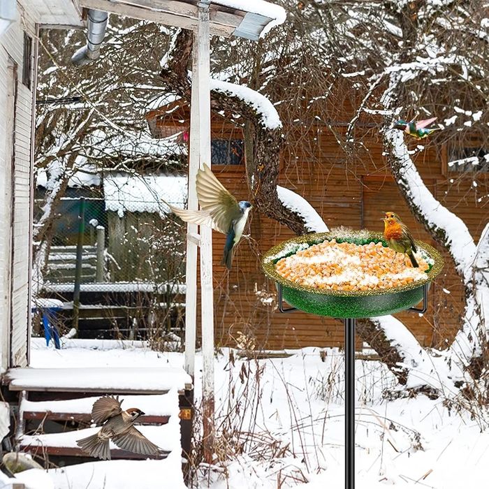 Poidło dla ptaków, stojące, metalowe