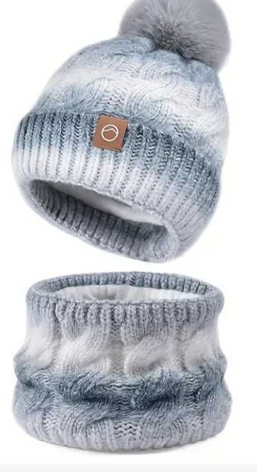 Ciepla damska czapka i komin szalik komplet zestaw