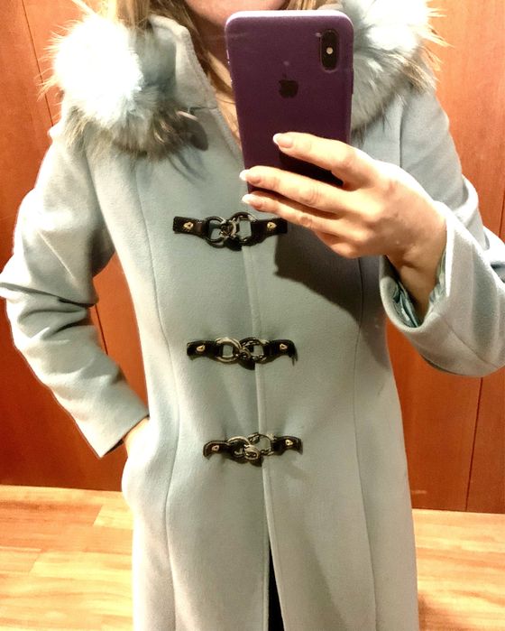 Casaco faenda azul bebe e pelo natural