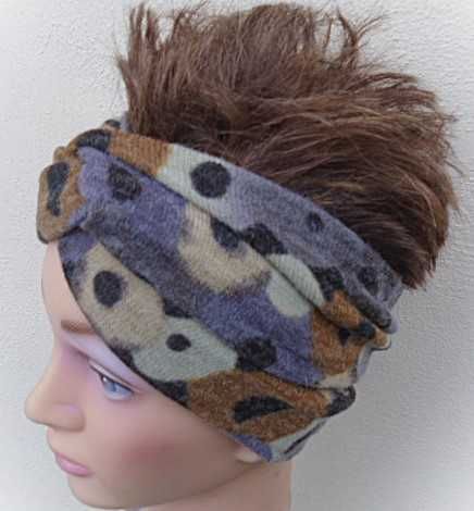 cieplutka szeroka opaska - turban  na głowę  z węzłem