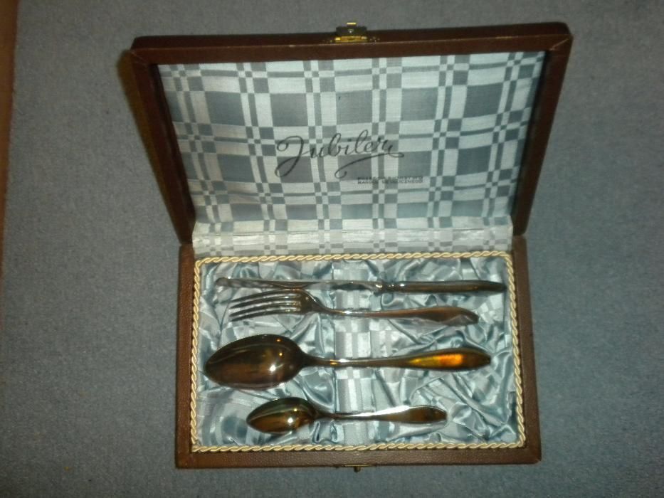 Komplet sztućcy posrebrzany PRL