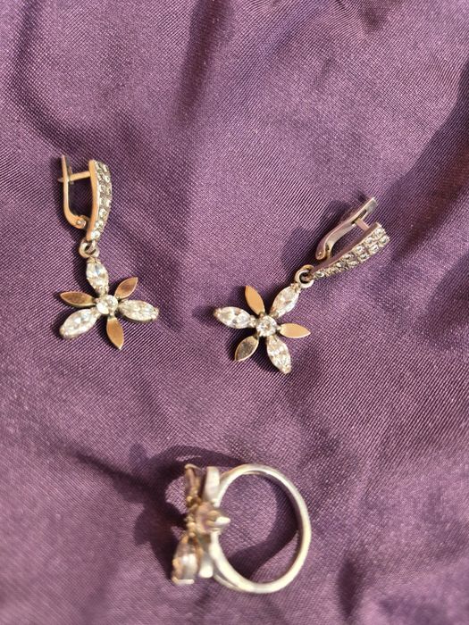 Набір, срібло з позолотою