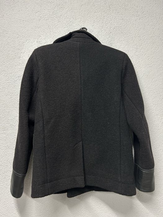 Пальто Sandro M вовна шерсть чоловіче шкіра