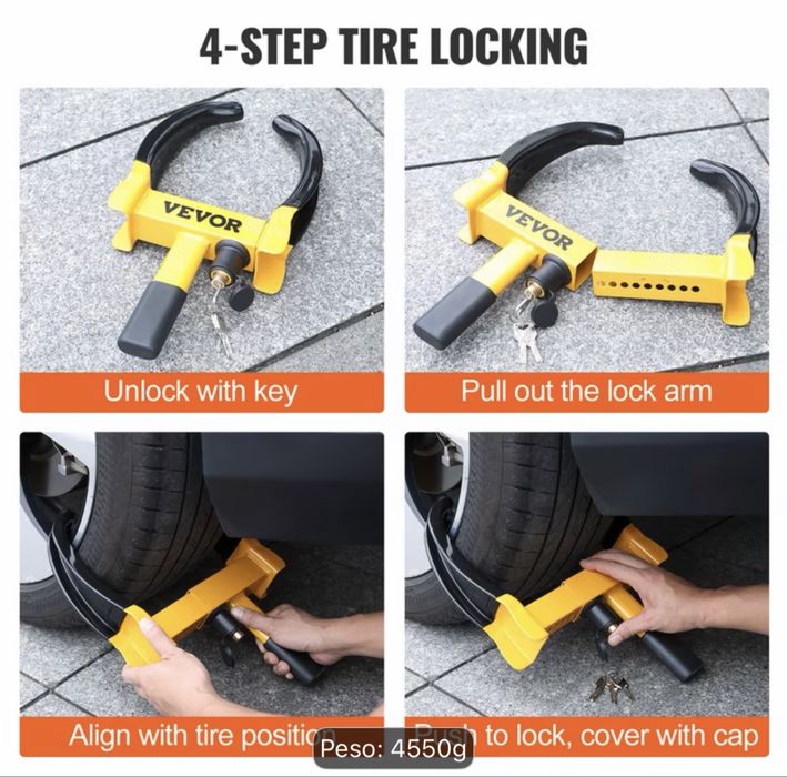 Cadeado/tranca para roda de carro ou mota