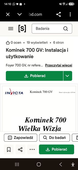 Wkład kominkowy Invicta Foyer  solidny,