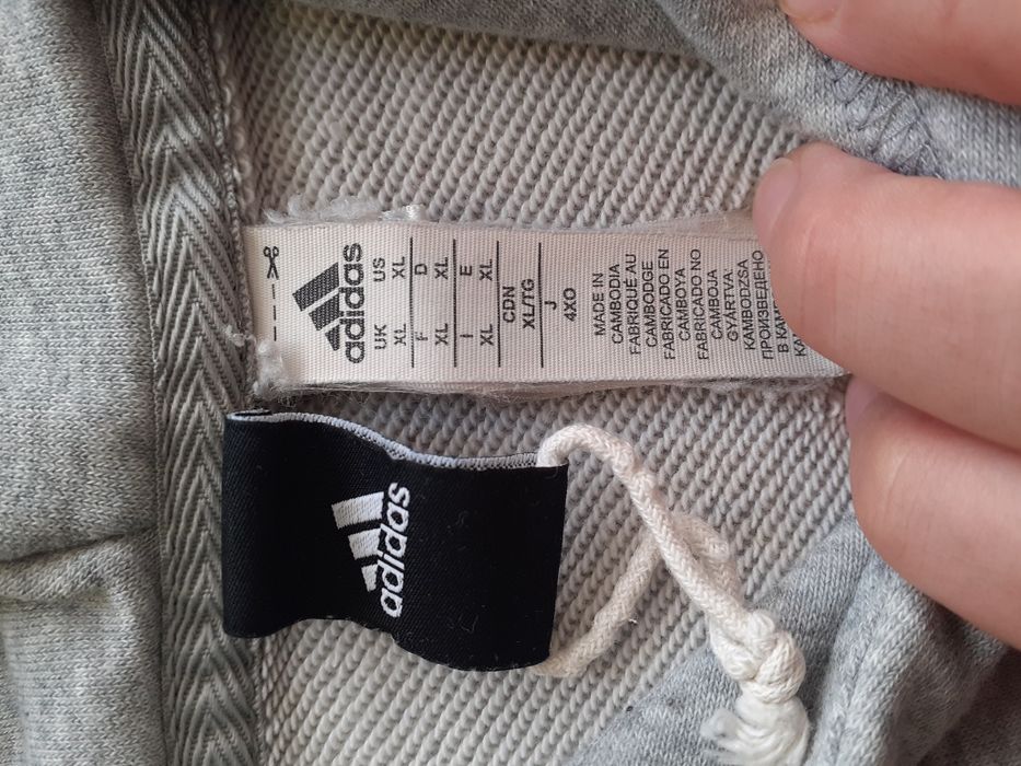 Szara bluza kangurka z kapturem Adidas XL
