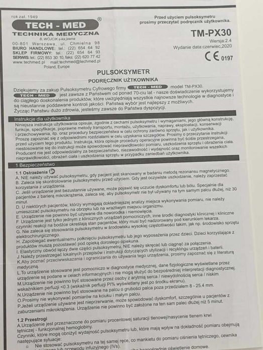 Pulsoksymetr TM-PX30 Tech-Med niebieski