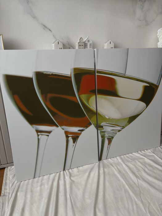 Zestaw dwóch obrazów-kieliszki wina 50x70x2,5 cm