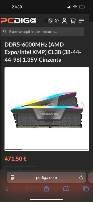 Memória RAM UDIMM Corsair Vengeance RGB 32GB (2x16GB)