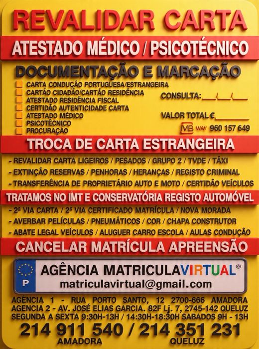 Matriculas carro & mota & tvde