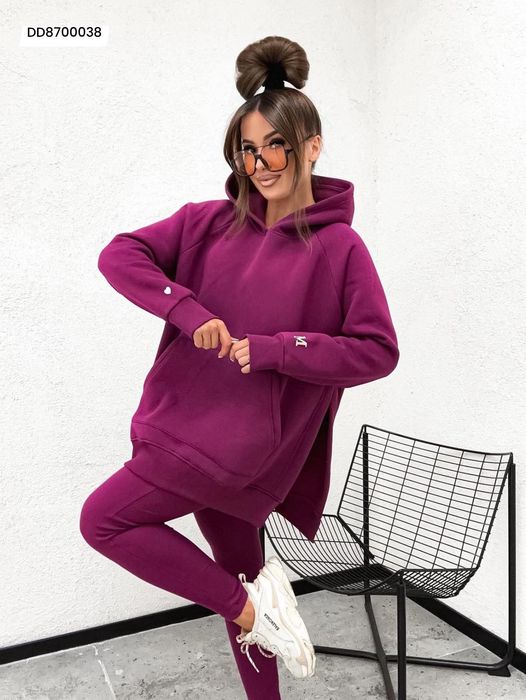Komplet bluza ocieplana + leginsy prążek