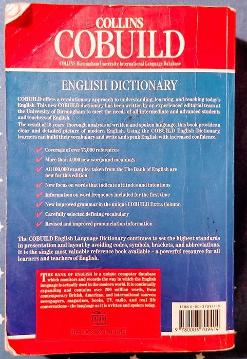 Cobuild English Dictionary Paperback 1989