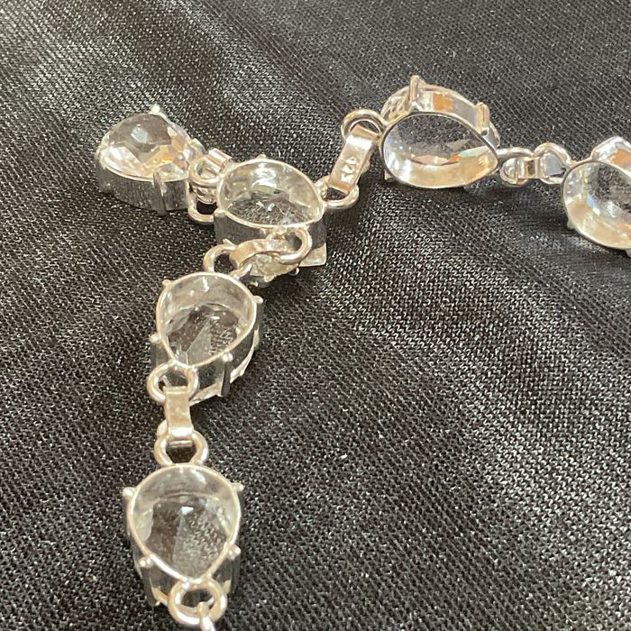 Colar prata 925 pedra transparente 50 cm