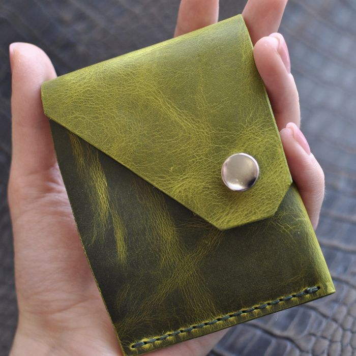 шкіряний маленький гаманець EDC натуральна шкіра ручна робота