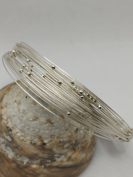 Srebrna bransoletka, próba 925, średnica 6 cm